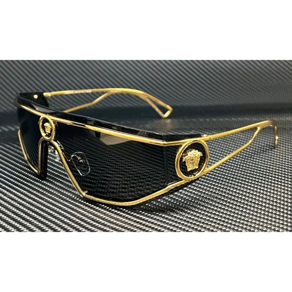 Versace Gold Men's Rectangle Sunglasses New